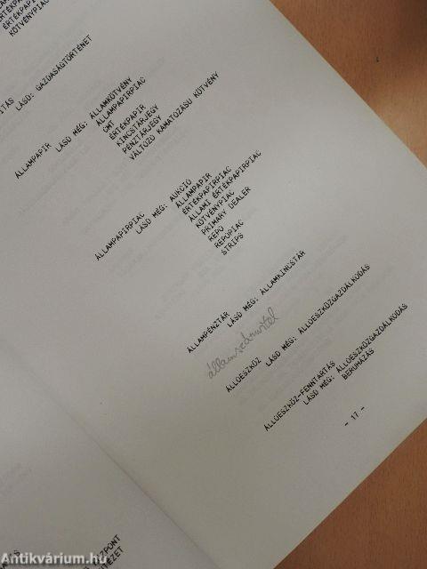 Pénzügyi tárgyszójegyzék