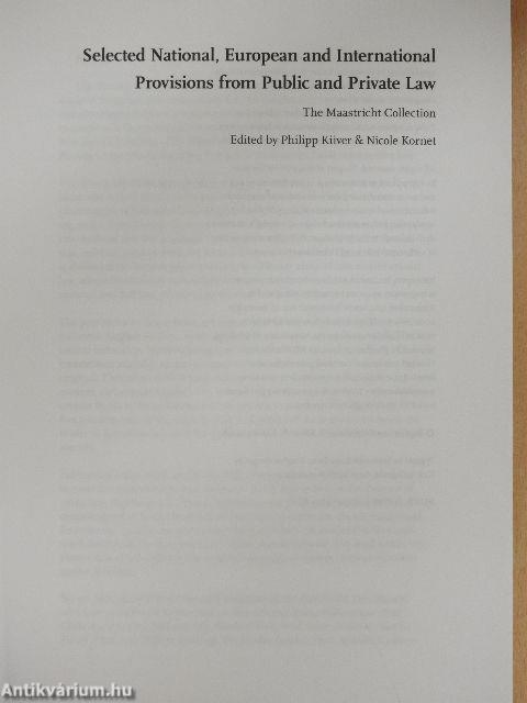 Selected National, European and International Provisions from Public and Private Law