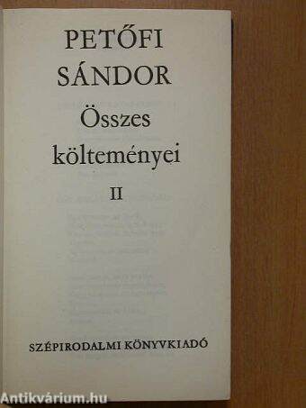 Petőfi Sándor összes költeményei II. (töredék)