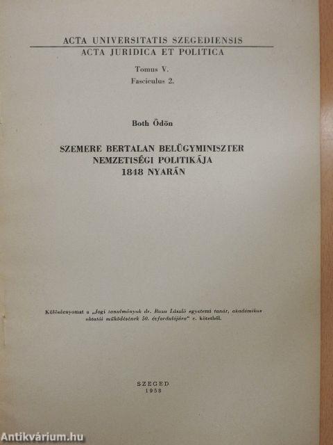 Szemere Bertalan belügyminiszter nemzetiségi politikája 1848 nyarán