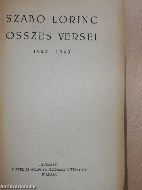 Szabó Lőrinc összes versei