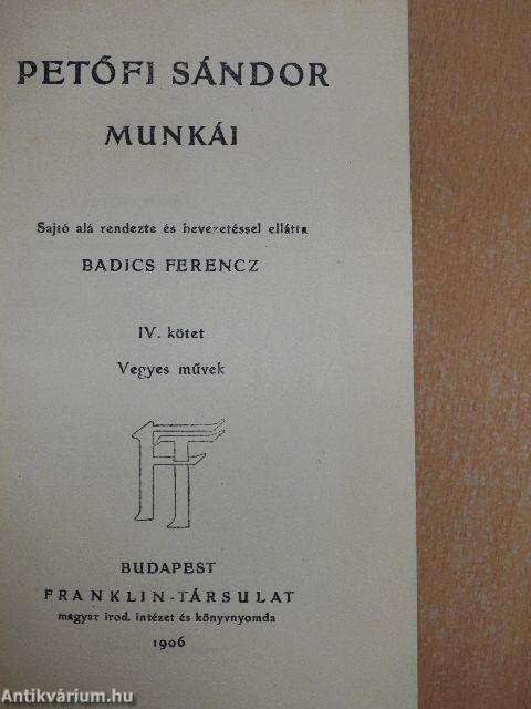 Petőfi Sándor munkái IV.