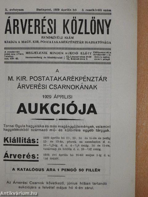 Árverési Közlöny 1929. április