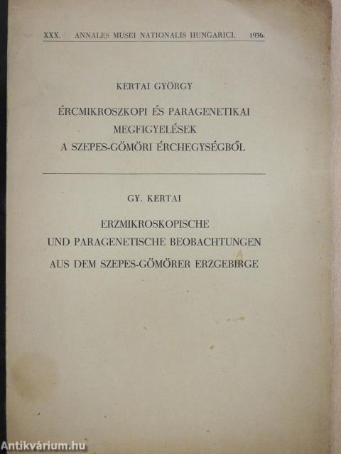 Ércmikroszkopi és paragenetikai megfigyelések a Szepes-Gömöri érchegységből (dedikált példány)