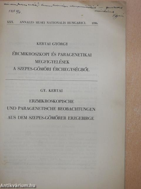 Ércmikroszkopi és paragenetikai megfigyelések a Szepes-Gömöri érchegységből (dedikált példány)