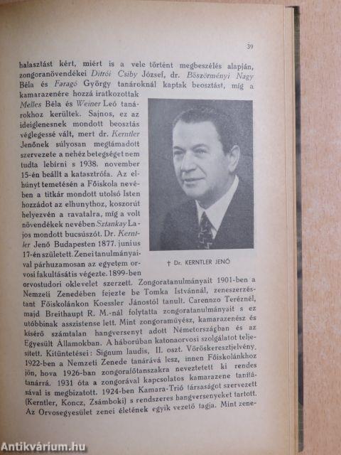 Az Országos Magyar Királyi Liszt Ferenc Zeneművészeti Főiskola Évkönyve az 1938/39.-iki és az 1939/40.-iki tanévről