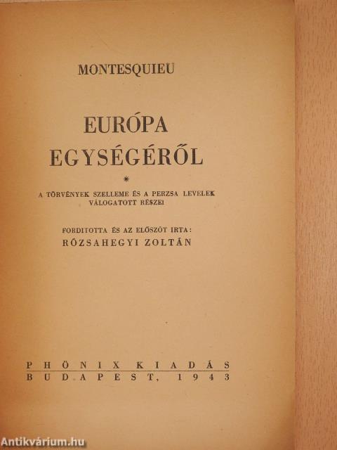 Európa egységéről (dedikált példány)