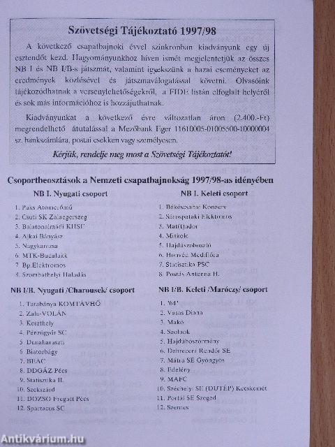 Szövetségi Tájékoztató 1997/98