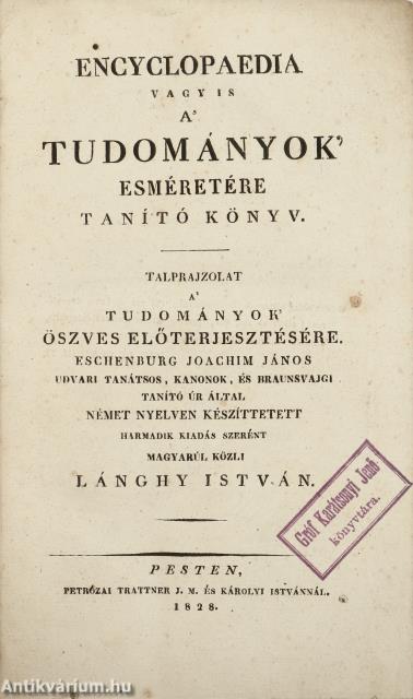 Encyclopaedia vagy is a' tudományok' esméretére tanító könyv