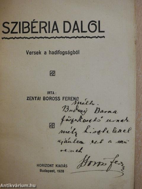 Szibéria dalol (dedikált példány)