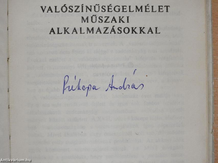 Valószínűségelmélet műszaki alkalmazásokkal (aláírt példány)