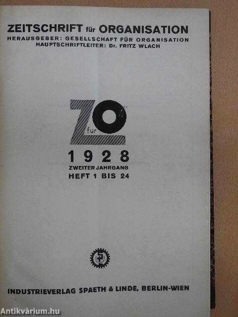 Zeitschrift für Organisation Januar-Dezember 1928