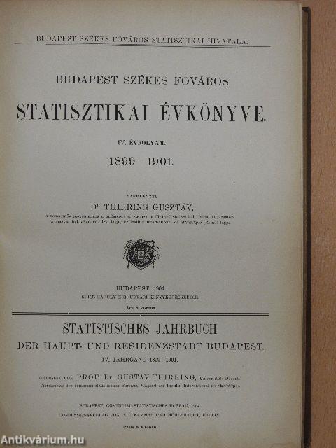 Budapest székes főváros Statisztikai Évkönyve 1899-1901.