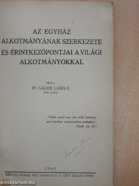 Az egyház alkotmányának szerkezete és érintkezőpontjai a világi alkotmányokkal