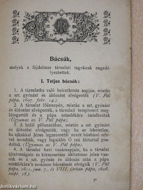 A Szervita-Rend Hétfájdalmú Szűz Mária Társulat-ának fölvételi könyve
