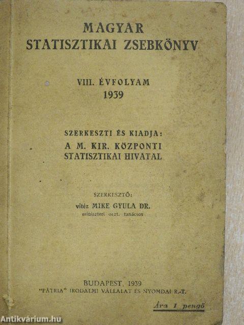 Magyar statisztikai zsebkönyv 1939.