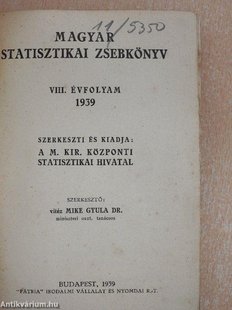 Magyar statisztikai zsebkönyv 1939.