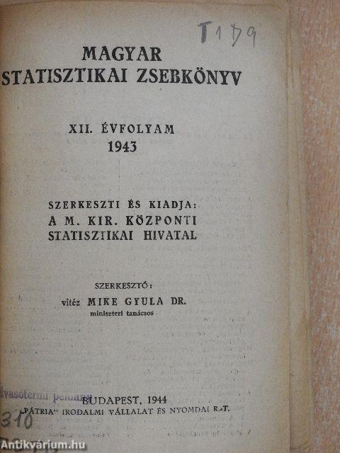 Magyar statisztikai zsebkönyv 1943.