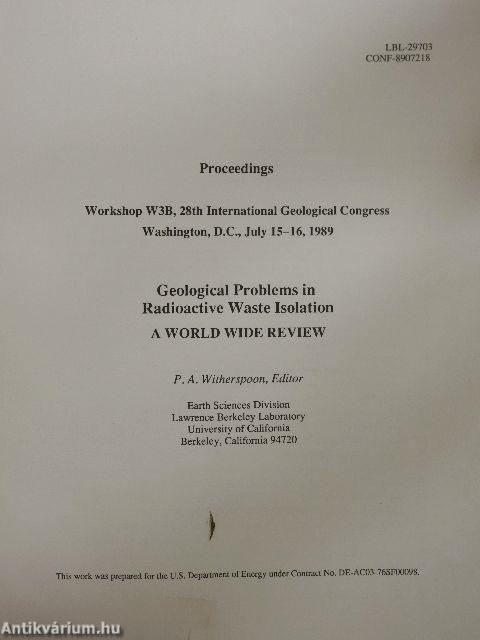 Geological Problems in Radioactive Waste Isolation