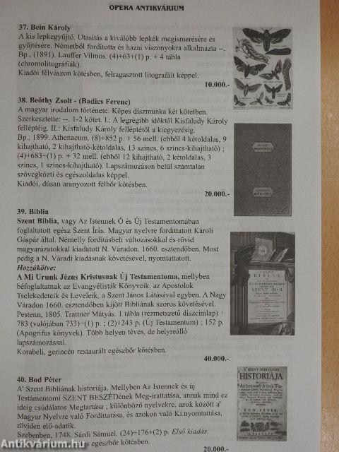 Opera Antikvárium 22. árverése