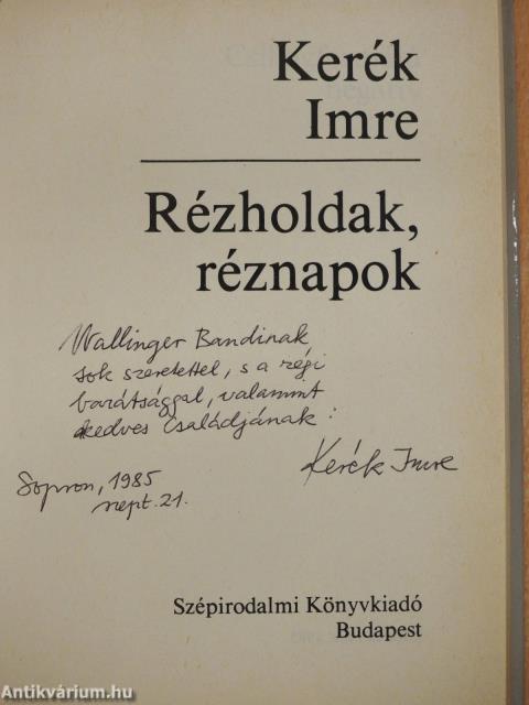 Rézholdak, réznapok (dedikált példány)