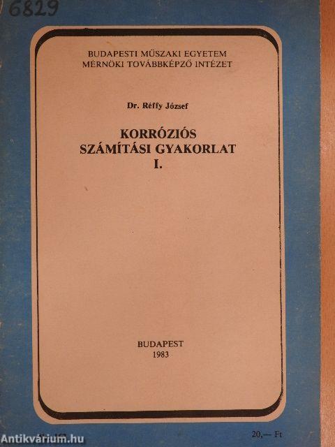 Korróziós számítási gyakorlat I.