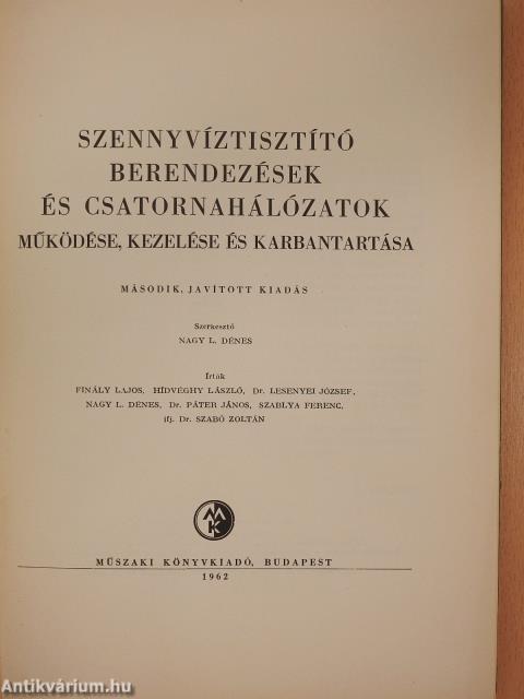 Szennyvíztisztító berendezések és csatornahálózatok működése, kezelése és karbantartása (dedikált példány)