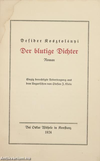Der blutige Dichter (dedikált példány)