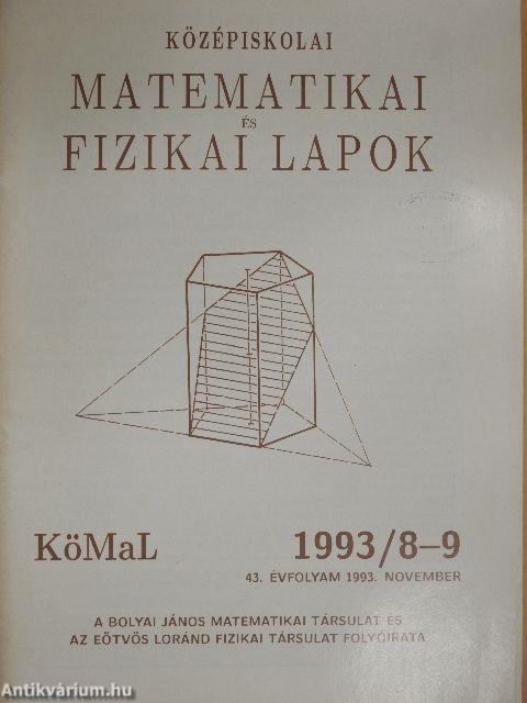 Középiskolai matematikai és fizikai lapok 1993. november