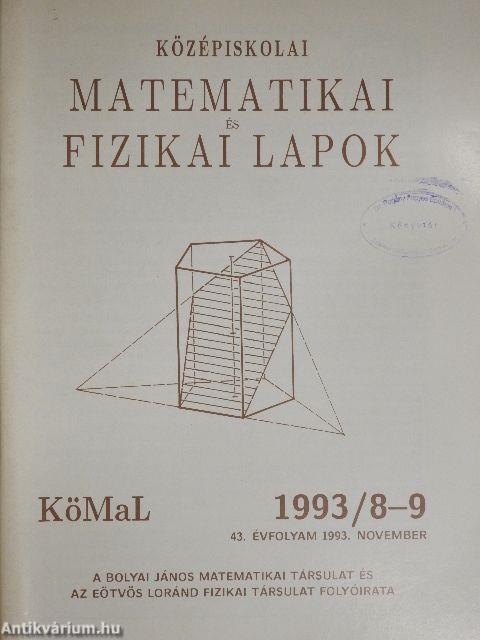 Középiskolai matematikai és fizikai lapok 1993. november