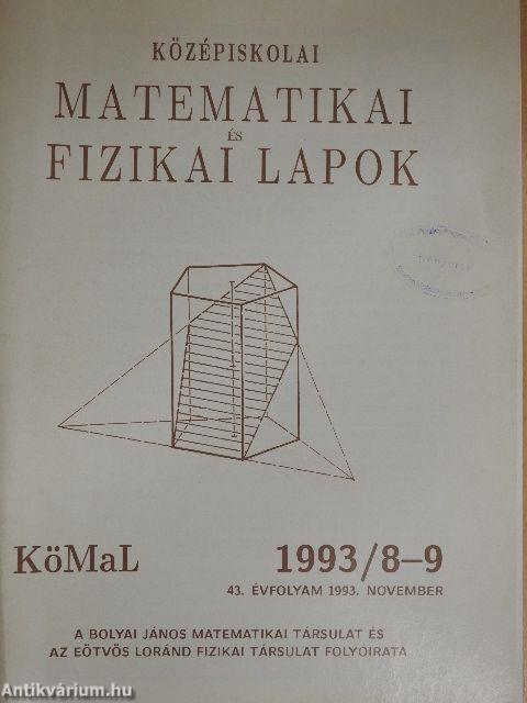 Középiskolai matematikai és fizikai lapok 1993. november