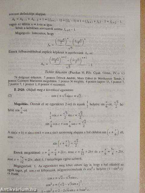 Középiskolai matematikai és fizikai lapok 1993. március