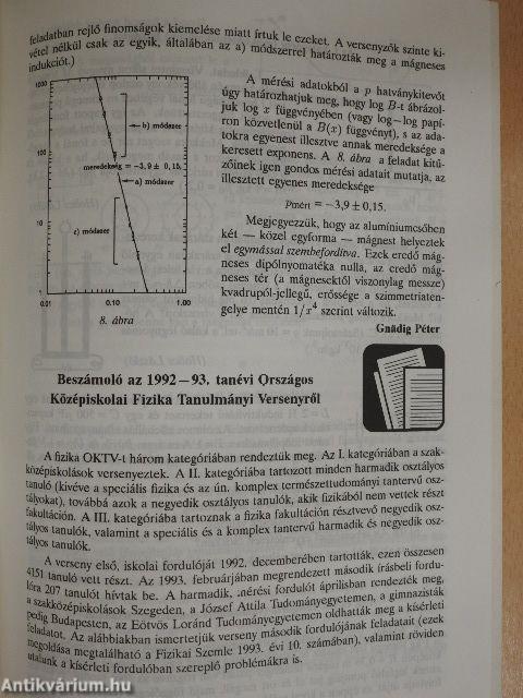 Középiskolai matematikai és fizikai lapok 1993. november