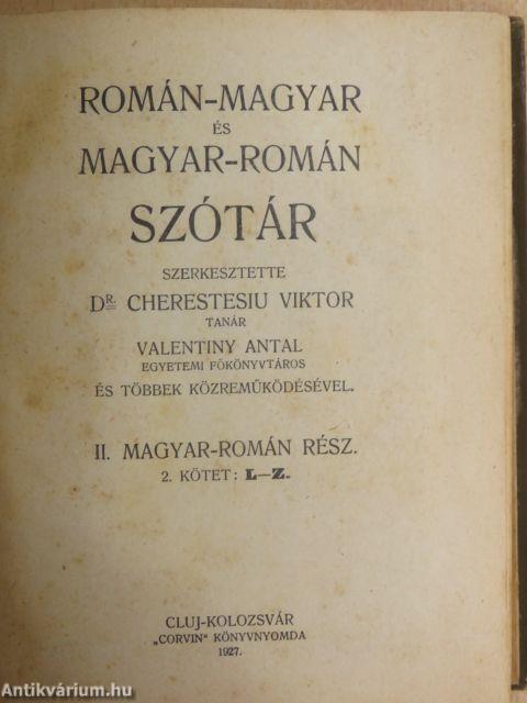 Román-magyar és magyar-román szótár II. (töredék)