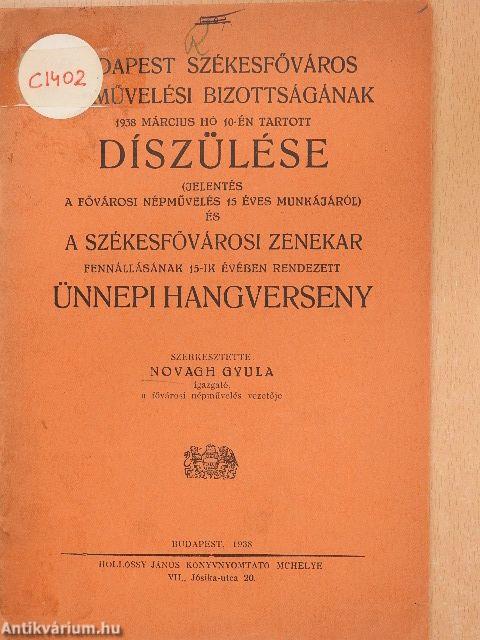 Budapest Székesfőváros Népművelési Bizottságának 1938. március hó 10-én tartott díszülése