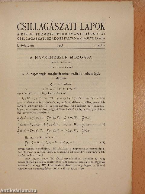 Csillagászati Lapok 1938/2.