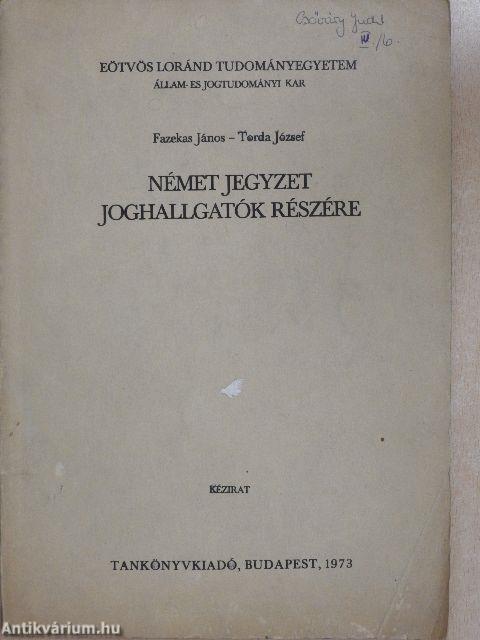 Német jegyzet joghallgatók részére