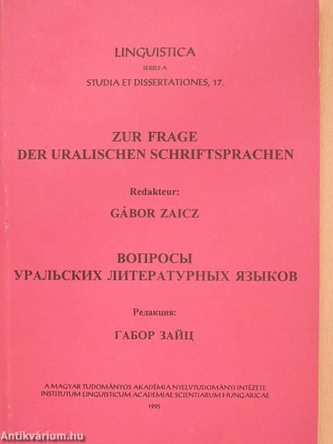 Zur Frage der Uralischen schriftsprachen (dedikált példány)