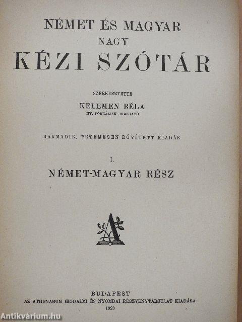 Német-magyar és magyar-német nagy kézi szótár I-II.