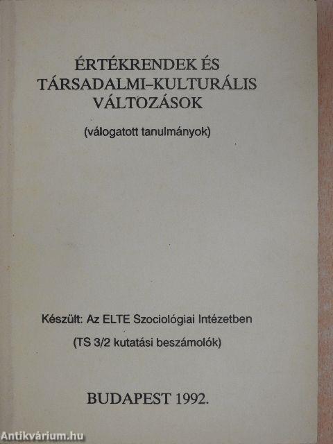 Értékrendek és társadalmi-kulturális változások