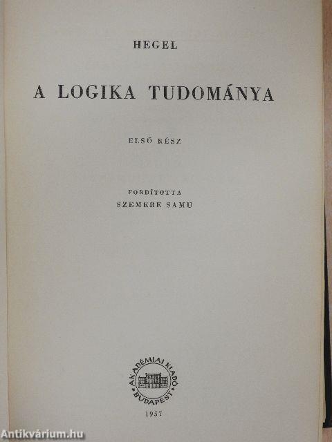 A logika tudománya I. (töredék)