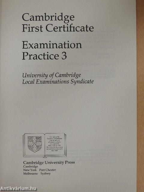 Cambridge First Certificate Examination Practice 3/Cambridge First Certificate Examination Practice 3 - Teacher's Book