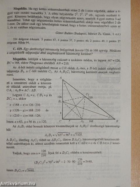 Középiskolai matematikai és fizikai lapok 1996. május