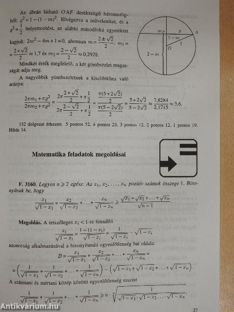 Középiskolai matematikai és fizikai lapok 1998. január