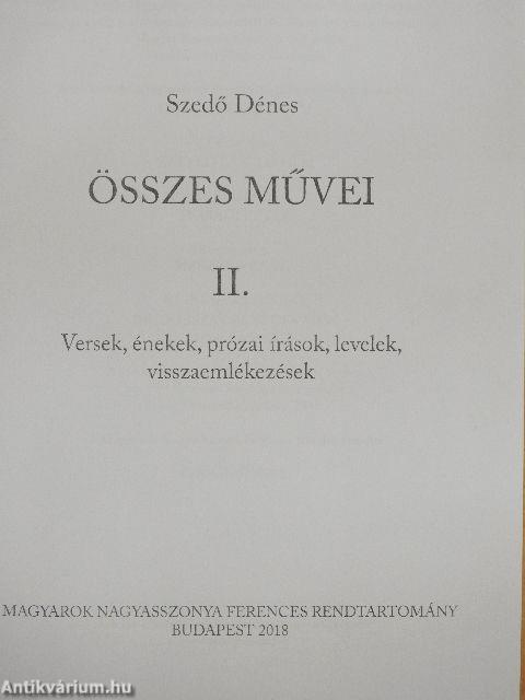 Szedő Dénes összes művei II.