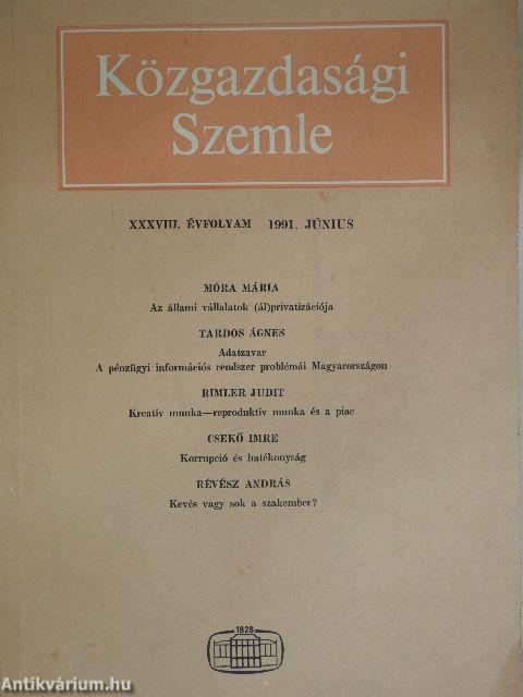 Közgazdasági Szemle 1991. június