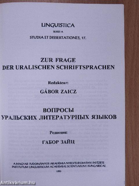 Zur Frage der Uralischen schriftsprachen (dedikált példány)