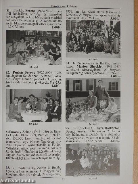 A Krisztina Antikvárium 22. könyv-, fénykép- és plakátárverése