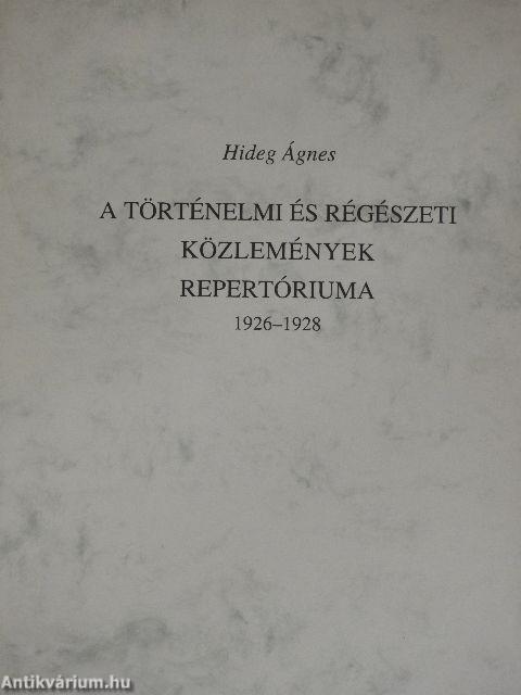 A történelmi és régészeti közlemények repertóriuma 1926-1928