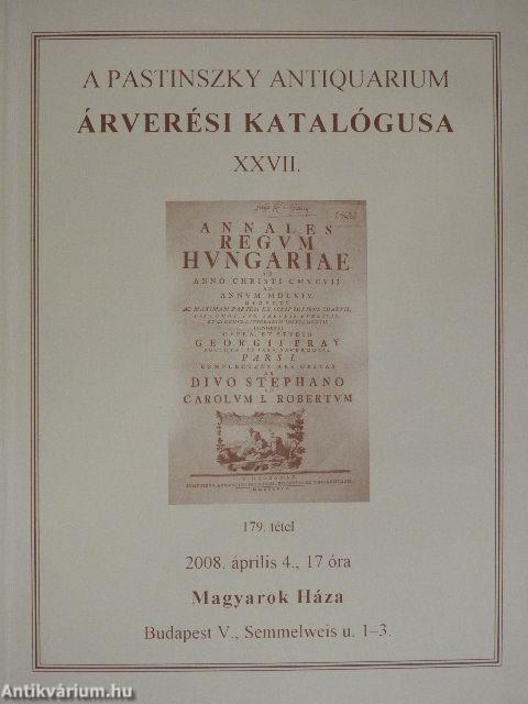 A Pastinszky Antiquarium árverési katalógusa XXVII.